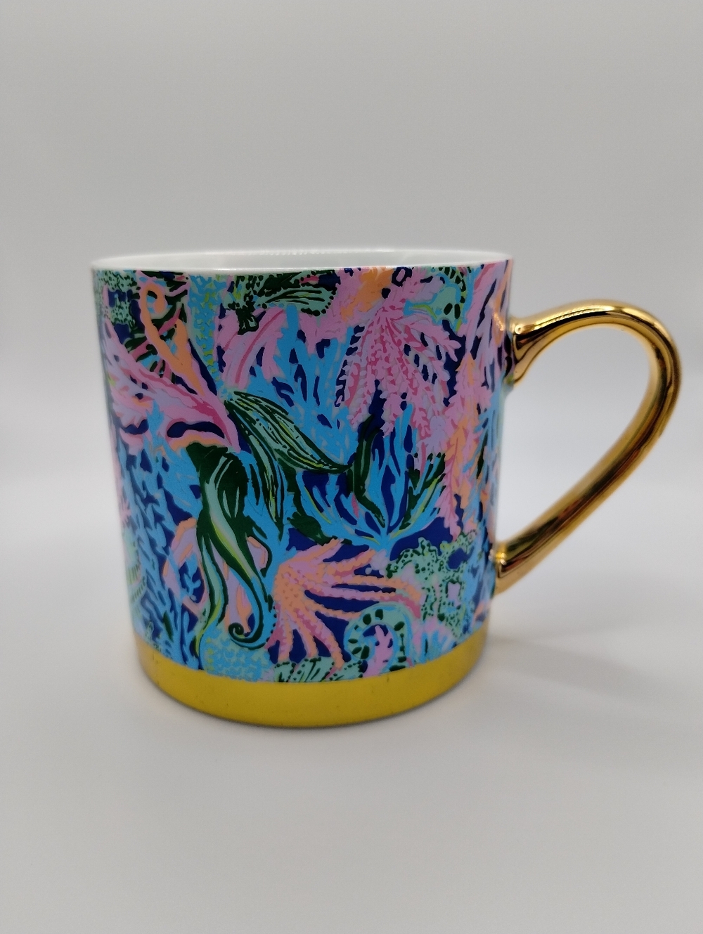 Lilly Pulitzer “Bringing Mermaid Back” Pink & Blue with Gold Trim Mug
